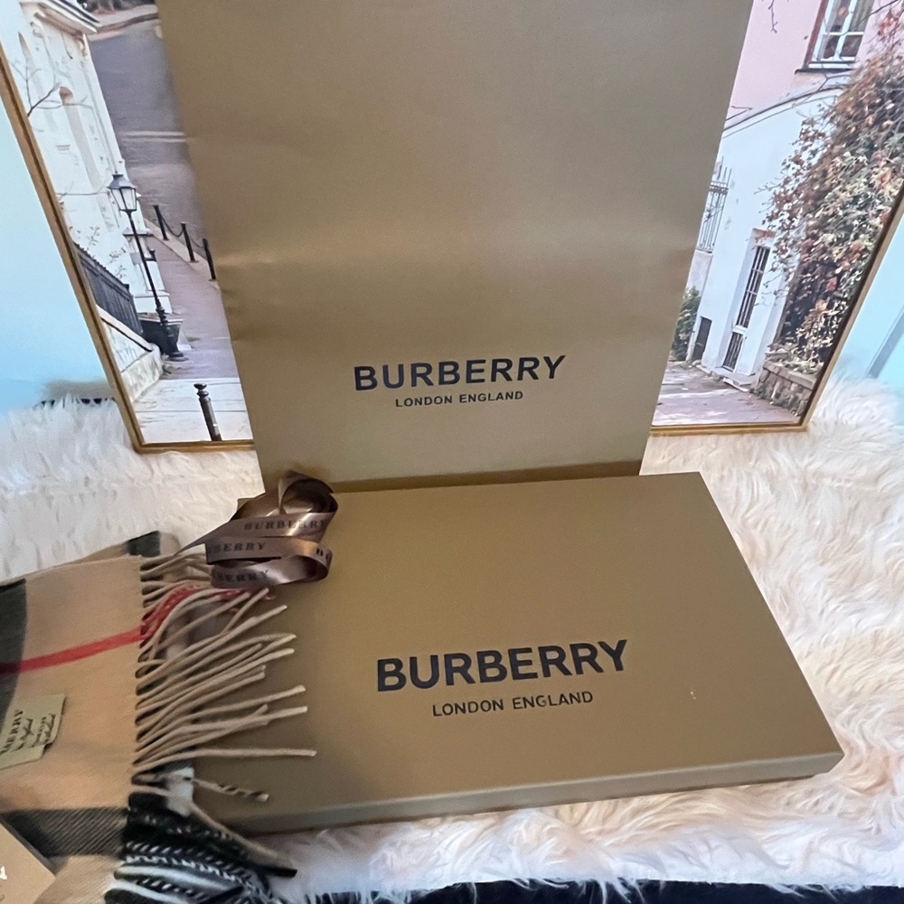 Burberry Cashmere Nova Check Scarf NEW - Picture 3 of 9